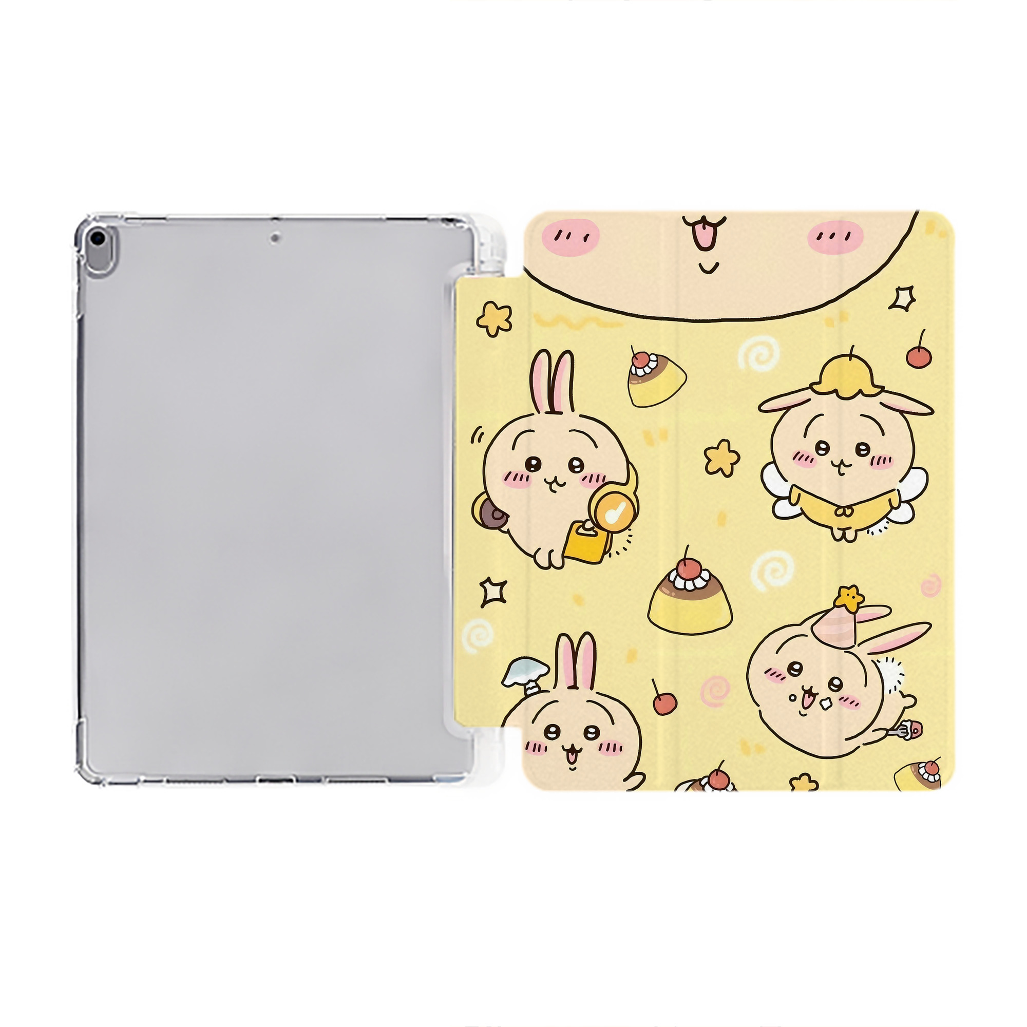 （画像用） ちいかわ Chii-kawa IPad ケース ペン収納付き 三つ折りスタンド PUレザー×シリコン 対応機種9.5/10.5/10.9インチ